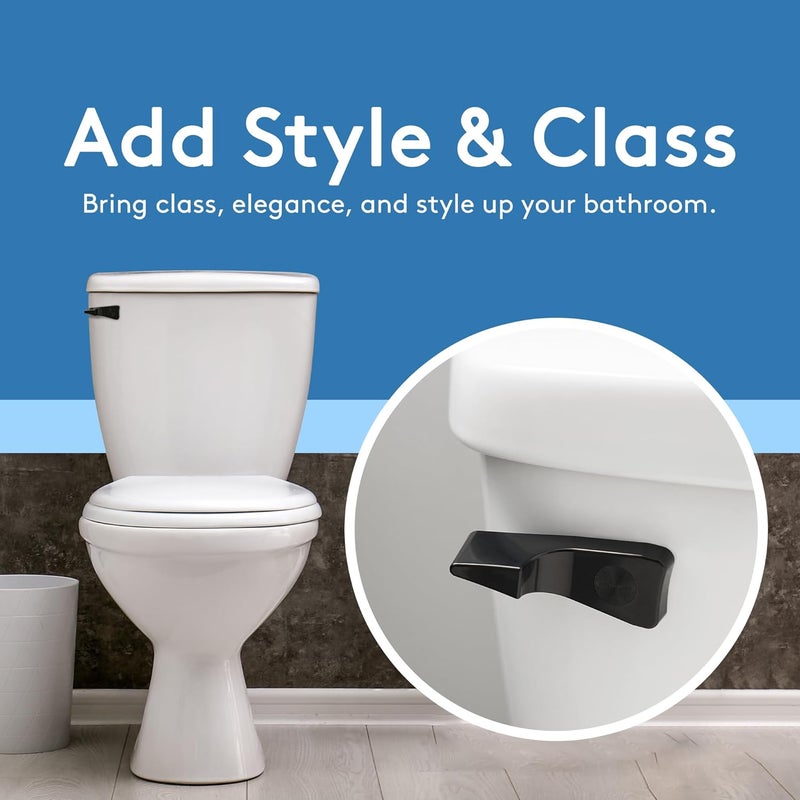 RAVINE Toilet Handle Replacement- American Standard Toilet Flush Handle with Elegant Design, Durable Toilet Flush Lever Front Mount - Easy to Install Toilet Bowl Handle Replacement (Black) - Image 2